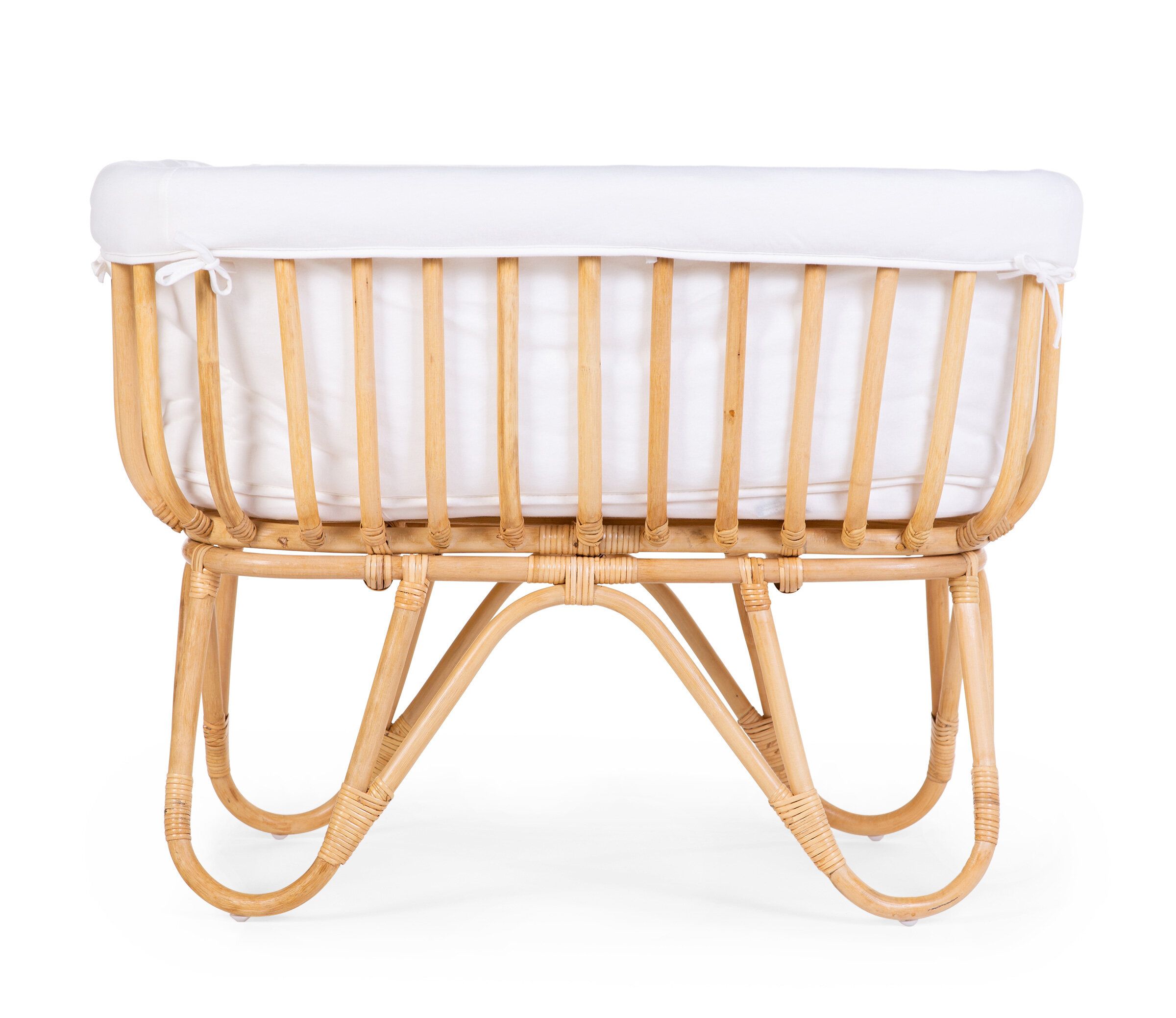 Childhome Rattan Rectangular White Natural Bērnu Šūpulis Pīts