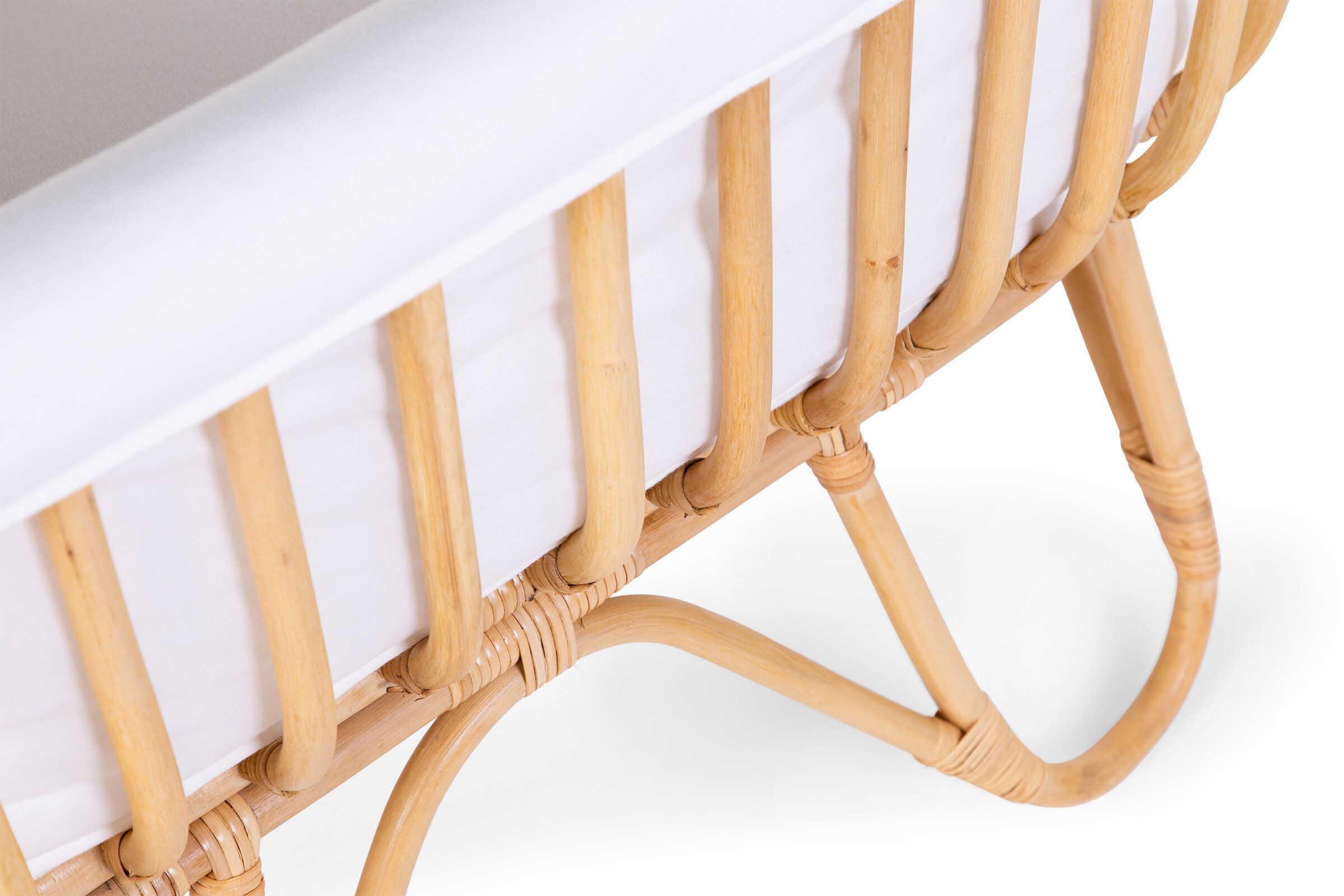 Childhome Rattan Rectangular White Natural Bērnu Šūpulis Pīts