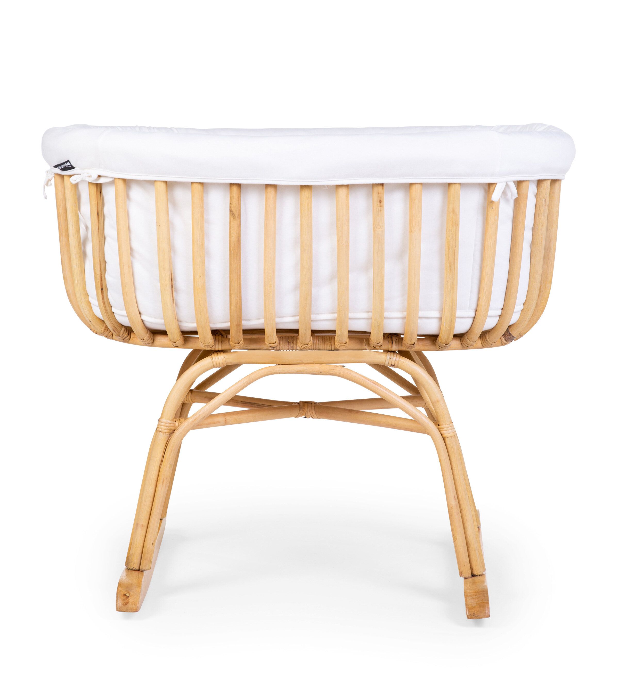 Childhome Rattan Rocking White Natural Bērnu Šūpulis ar sliedēm Pīts