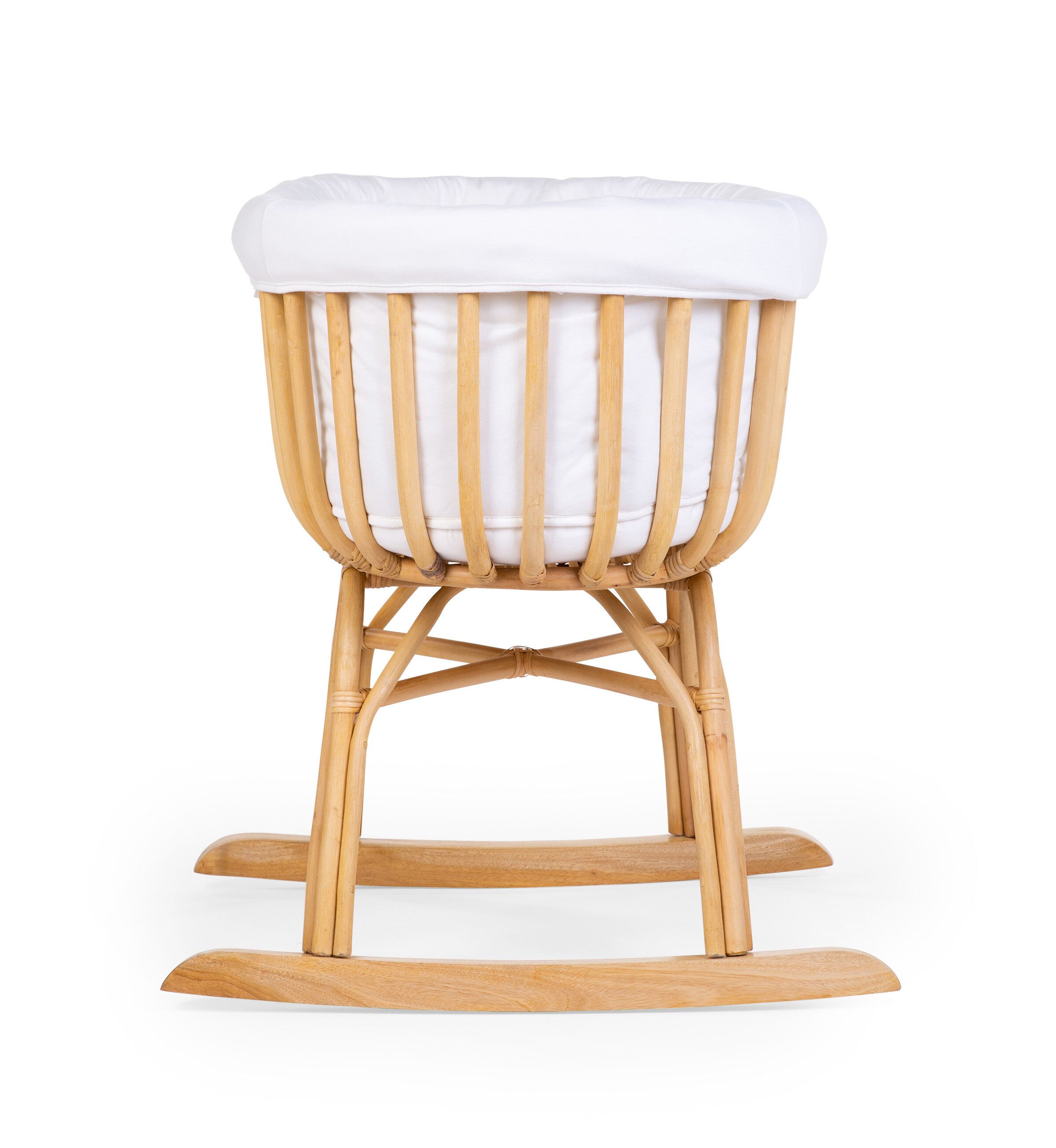 Childhome Rattan Rocking White Natural Bērnu Šūpulis ar sliedēm Pīts