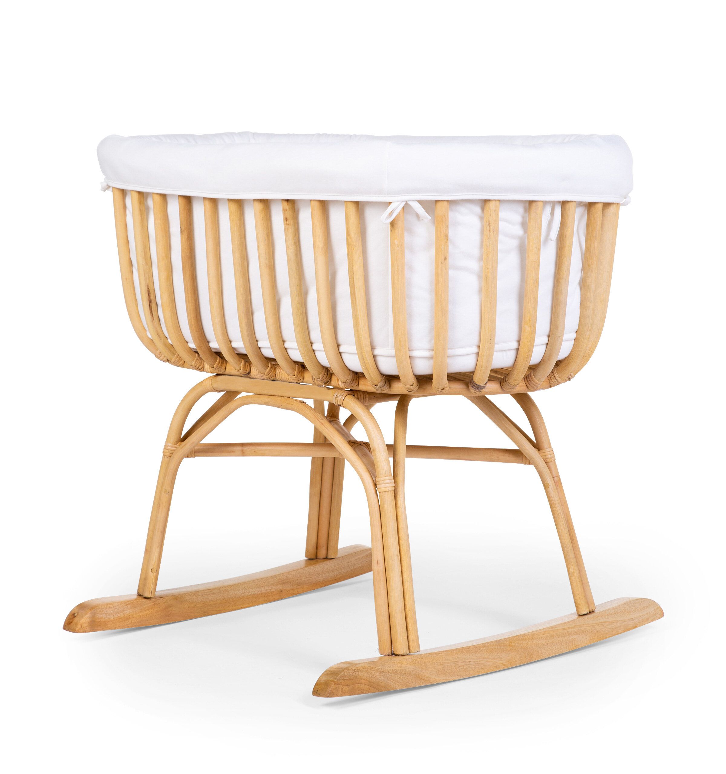 Childhome Rattan Rocking White Natural Bērnu Šūpulis ar sliedēm Pīts