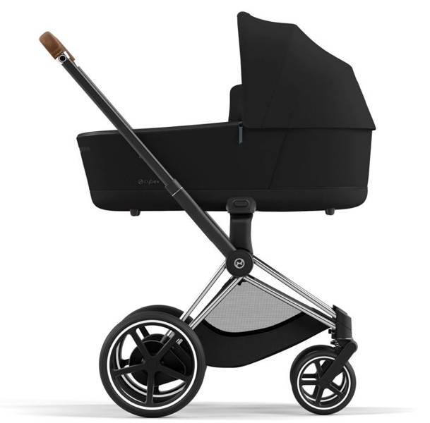 Cybex e-Priam Deep Black Chrome brown frame Коляска с Люлькой