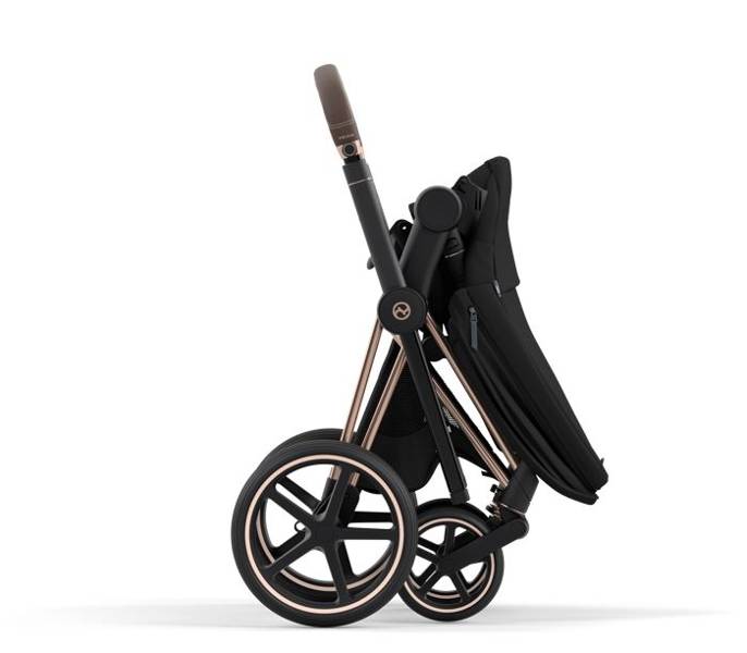 Cybex e-Priam Deep Black Rosegold frame Pastaigu rati