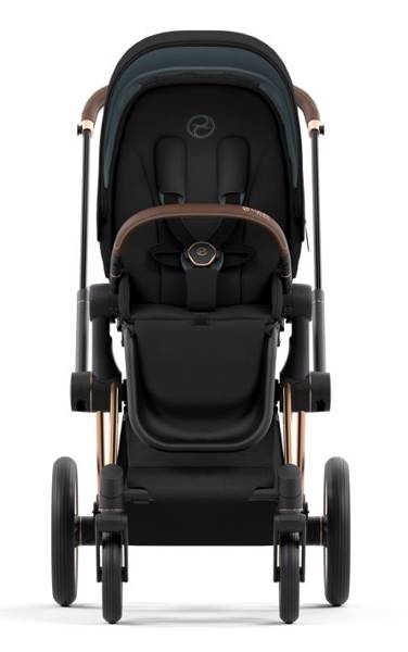 Cybex e-Priam Deep Black Rosegold frame Pastaigu rati