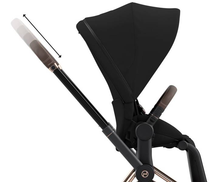 Cybex e-Priam Deep Black Rosegold frame Pastaigu rati