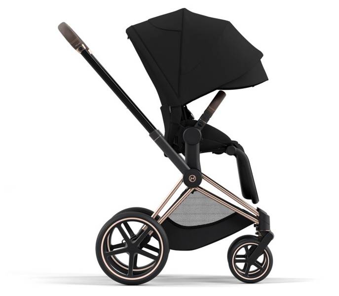 Cybex e-Priam Deep Black Rosegold frame Pastaigu rati