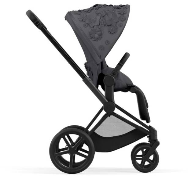 Cybex e-Priam Dream Grey Simply Flowers Matt black frame Pastaigu rati