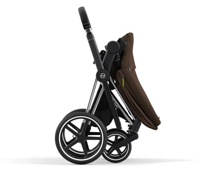 Cybex e-Priam Khaki Brown Chrome brown frame Pastaigu rati