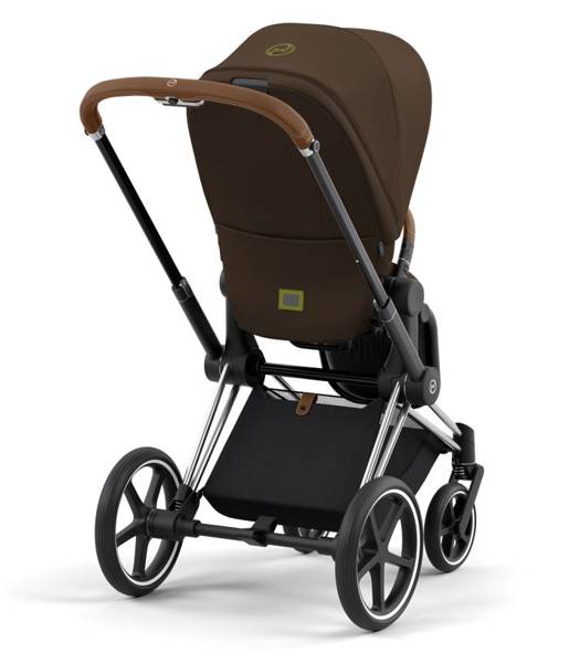 Cybex e-Priam Khaki Brown Chrome brown frame Pastaigu rati