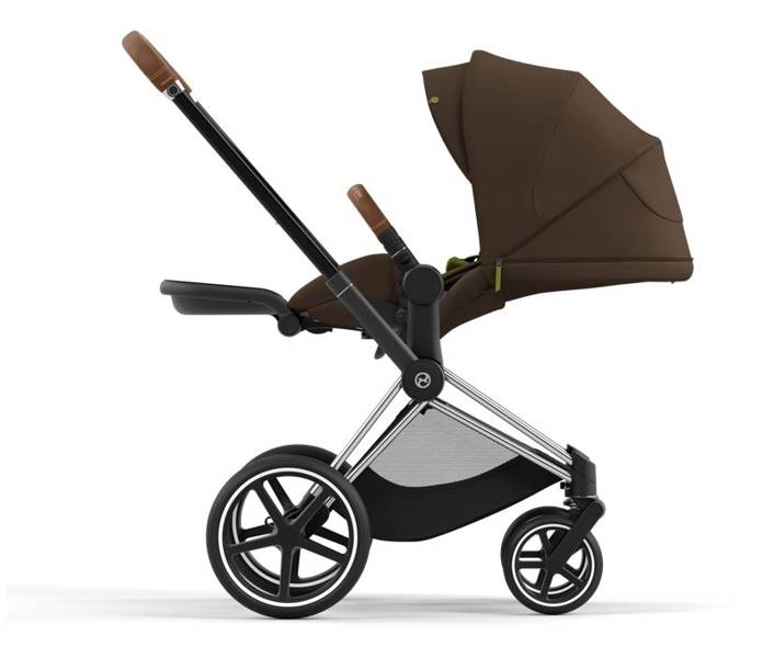 Cybex e-Priam Khaki Brown Chrome brown frame Pastaigu rati