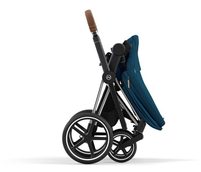 Cybex e-Priam Mountain Blue Chrome brown frame Детская коляска 4 в 1