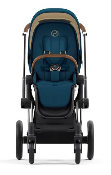 Cybex e-Priam Mountain Blue Chrome brown frame Детская коляска 4 в 1