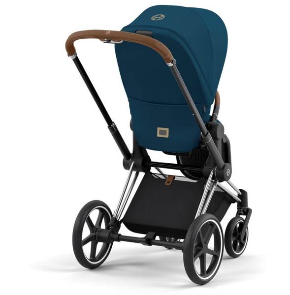 Cybex e-Priam Mountain Blue Chrome brown frame Детская коляска 4 в 1