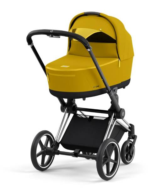 Cybex e-Priam Mustard Yellow Chrome black frame Детская коляска 4 в 1