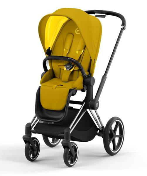 Cybex e-Priam Mustard Yellow Chrome black frame Детская коляска 4 в 1