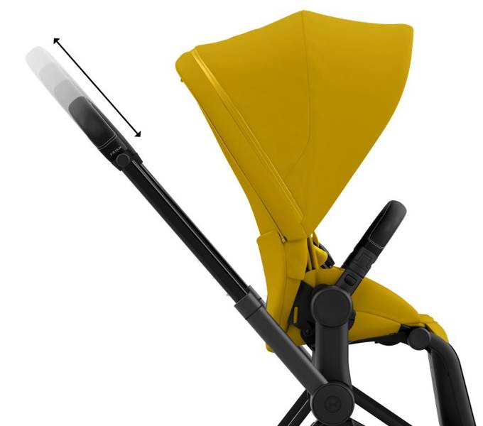 Cybex e-Priam Mustard Yellow Matt black frame Pastaigu rati