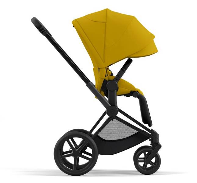 Cybex e-Priam Mustard Yellow Matt black frame Pastaigu rati