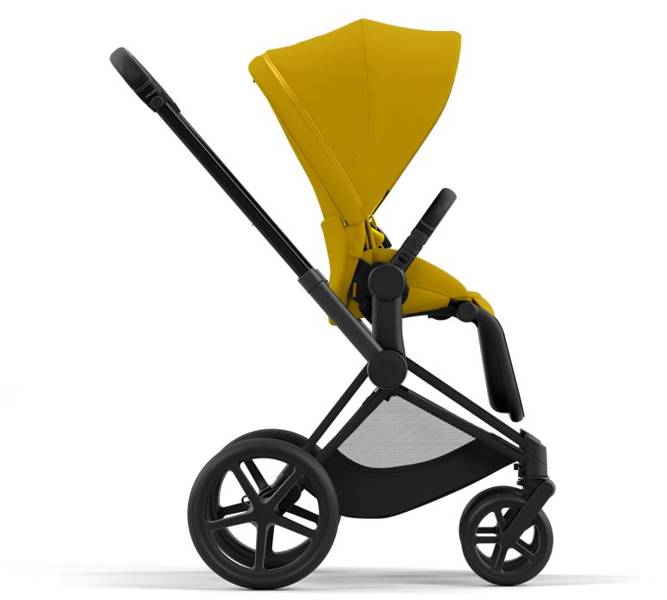 Cybex e-Priam Mustard Yellow Matt black frame Pastaigu rati