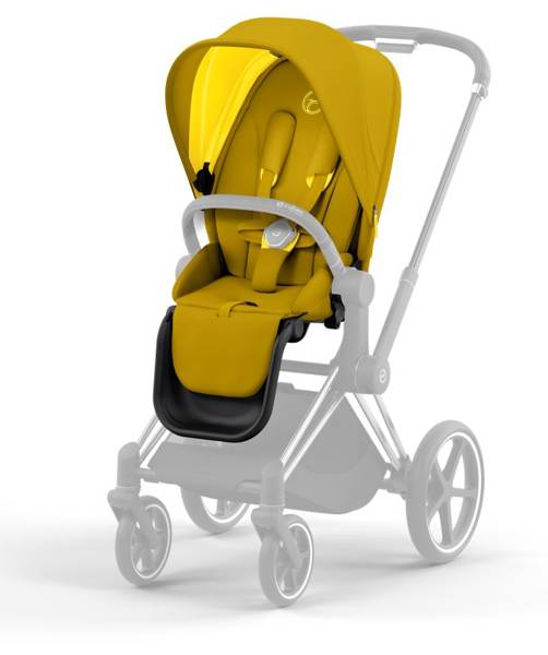 Cybex e-Priam Mustard Yellow Matt black frame Pastaigu rati