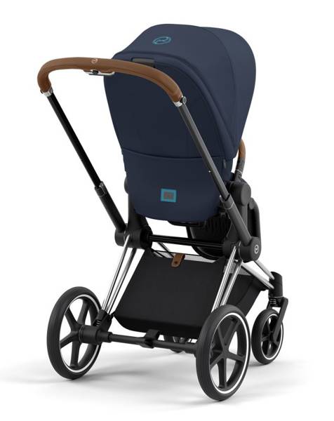 Cybex e-Priam Nautical Blue Chrome brown frame Детская коляска 4 в 1