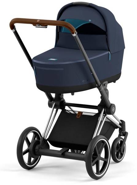 Cybex e-Priam Nautical Blue Chrome brown frame Детская коляска 4 в 1