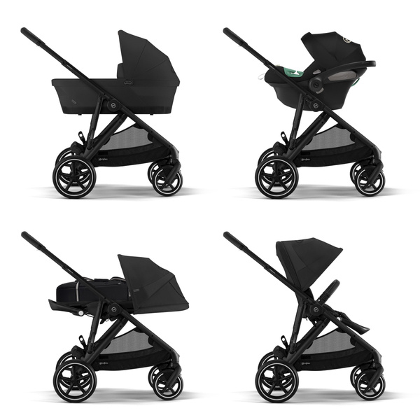 Cybex Gazelle S Moon Black Melns rāmis Dvīņu ratiņi