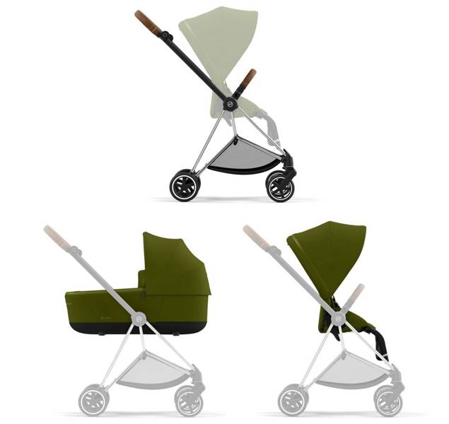 Cybex Mios 3.0 + Cloud Z2 i-Size Khaki Green + Chrome brown frame Bērnu rati 3in1