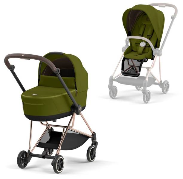 Cybex Mios 3.0 Khaki Green + Cloud Z I-Size + Rose gold frame Bērnu rati 4in1