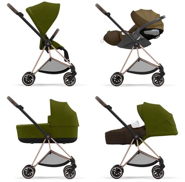 Cybex Mios 3.0 Khaki Green Plus + Cloud Z i-Size + Rose gold frame Детская коляска 3in1