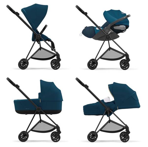 Cybex Mios 3.0 Mountain Blue Plus + Cloud Z I-Size + Matt Black frame Bērnu rati 3in1