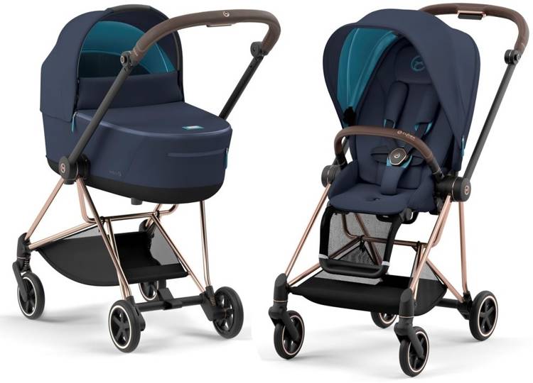 Cybex Mios 3.0 Nautical Blue Plus + Cloud Z i-Size + Rose gold frame Детская коляска 3in1