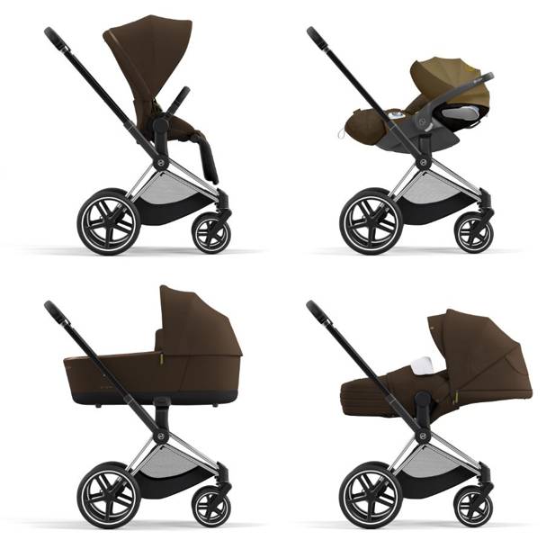 Cybex Priam 4.0 + Cloud Z I-size Chrome black frame Khaki Brown Bērnu rati 3in1