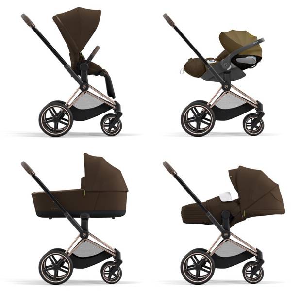 Cybex Priam 4.0 + Cloud Z2 I-size Gold rose frame Khaki Brown Детская коляска 3in1