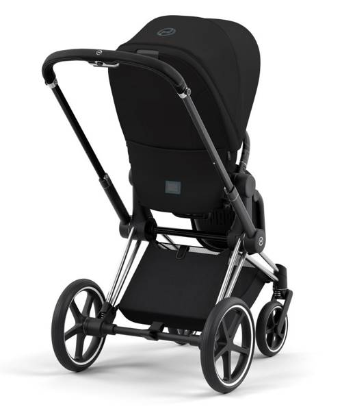 Cybex Priam 4.0 Deep Black + Chrome black frame Pastaigu rati