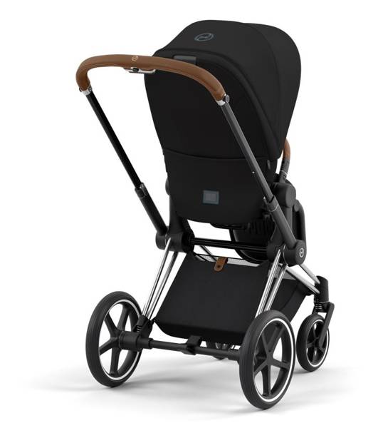 Cybex Priam 4.0 Deep Black + Chrome brown frame Pastaigu rati