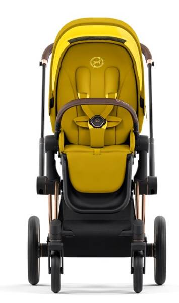 Cybex Priam 4.0 Mustard Yellow + Gold rose frame Pastaigu rati