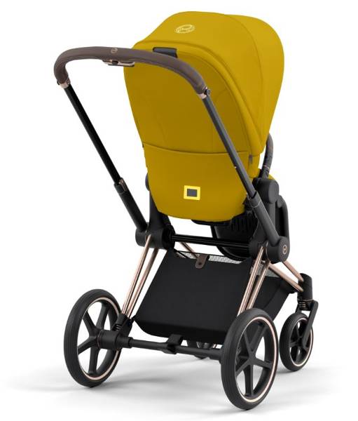 Cybex Priam 4.0 Mustard Yellow + Gold rose frame Pastaigu rati