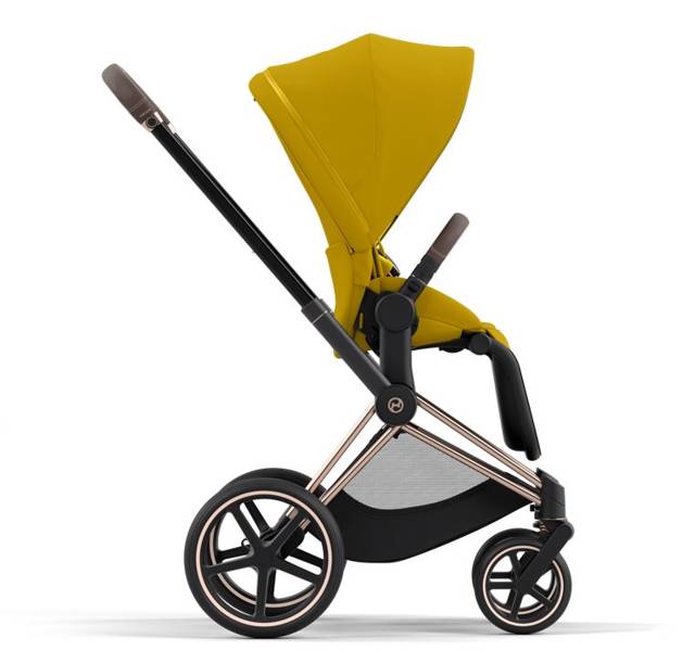 Cybex Priam 4.0 Mustard Yellow + Gold rose frame Pastaigu rati