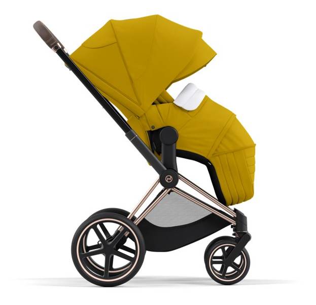 Cybex Priam 4.0 Mustard Yellow + Gold rose frame Pastaigu rati