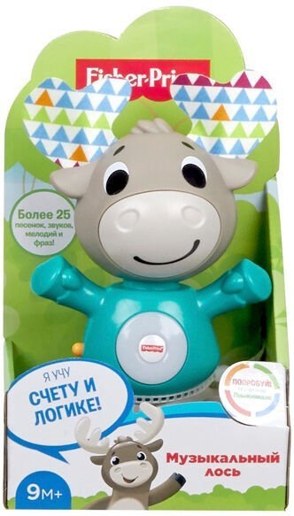 Fisher Price Bobble head Moose GJB21 Interaktīva rotaļlieta Alnis (krievu val.)