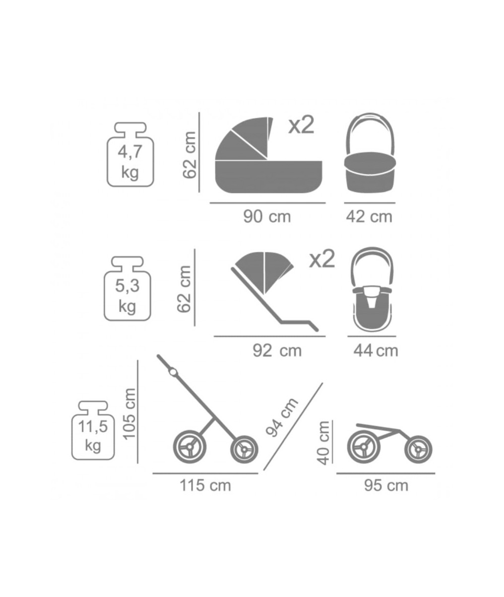 Junama Candy Duo 01 Pink Коляска для двойняшек 3in1