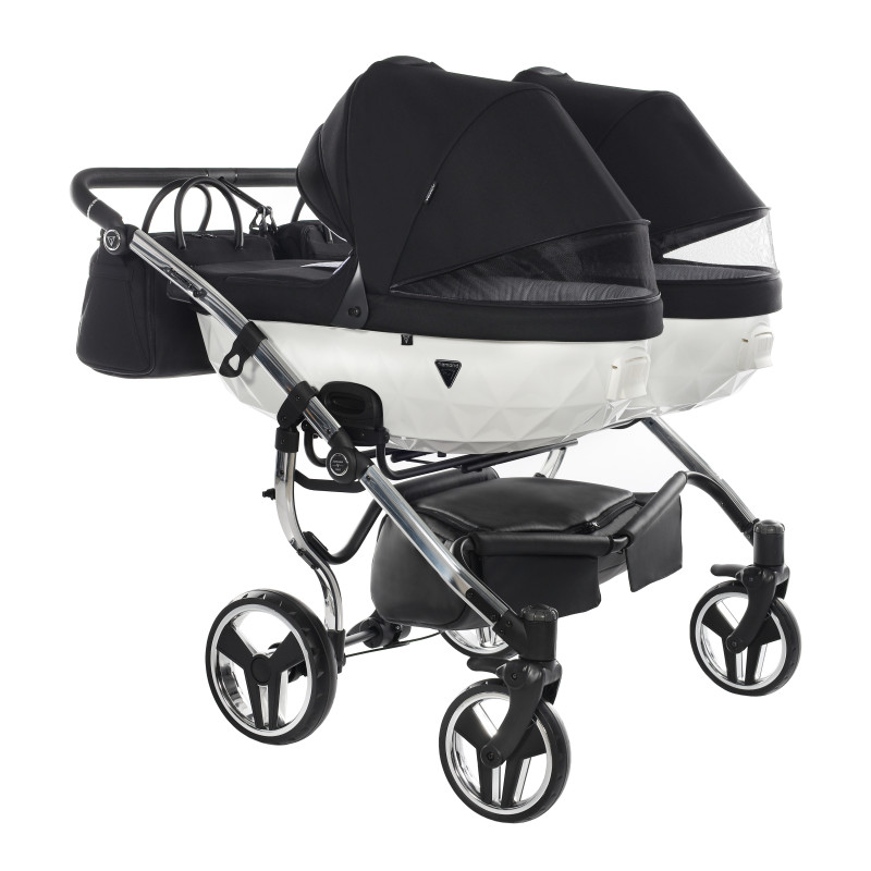 Junama Diamond S-Line Duo 04 White Black Dvīņu rati 3in1