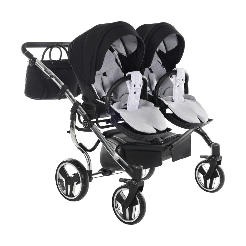 Junama Diamond S-Line Duo 04 White Black Dvīņu rati 3in1