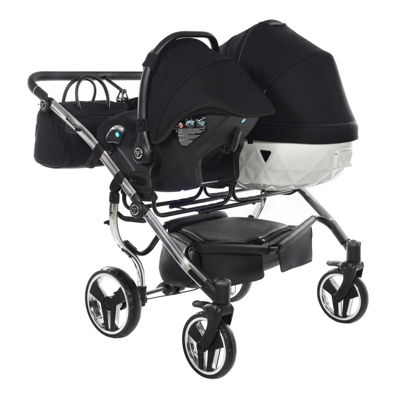 Junama Diamond S-Line Duo 04 White Black Dvīņu rati 3in1