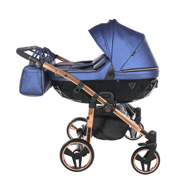 Junama Fluo Line Duo 01 Navy Blue Rose Gold Dvīņu rati 3in1