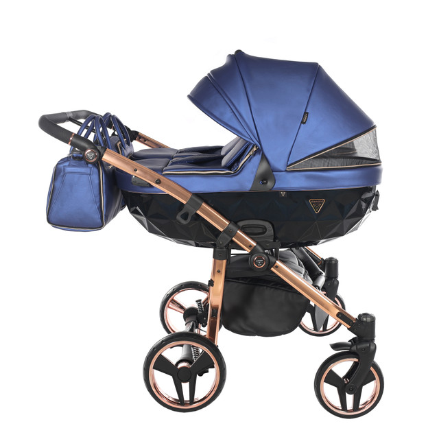 Junama Fluo Line Duo 01 Navy Blue Rose Gold Dvīņu rati 3in1