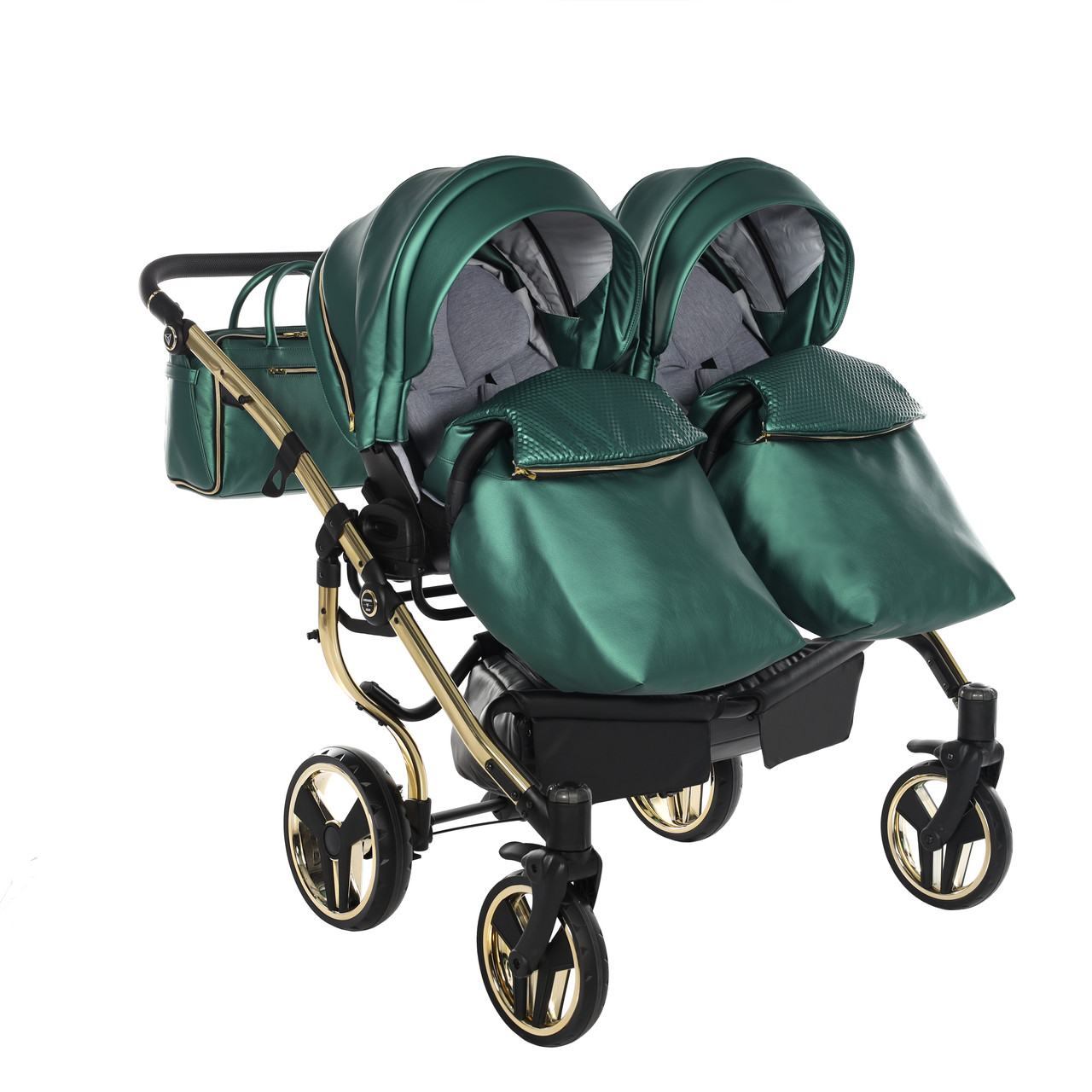 Junama Fluo Line Duo 02 Green Gold Коляска для двойняшек 2in1