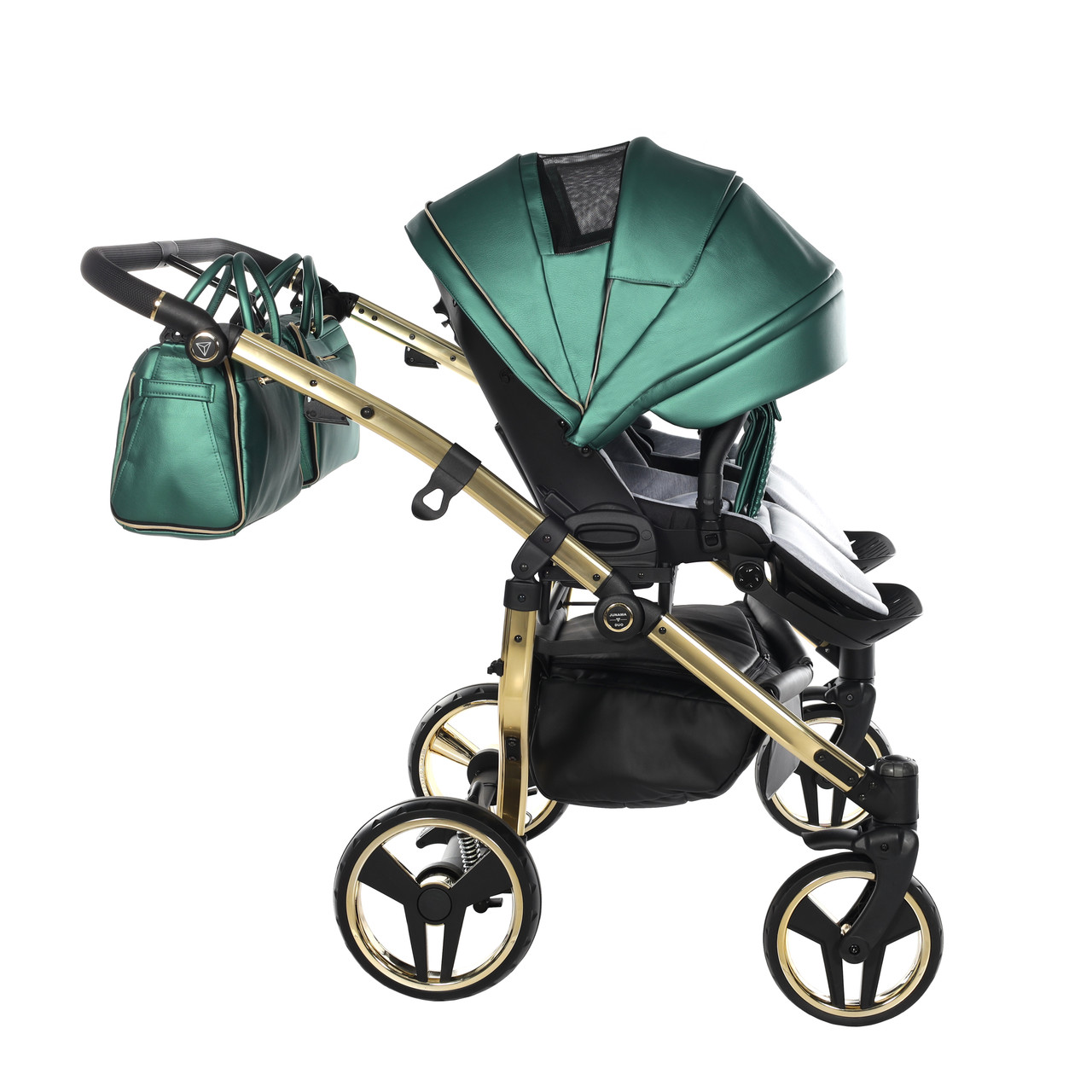 Junama Fluo Line Duo 02 Green Gold Коляска для двойняшек 2in1