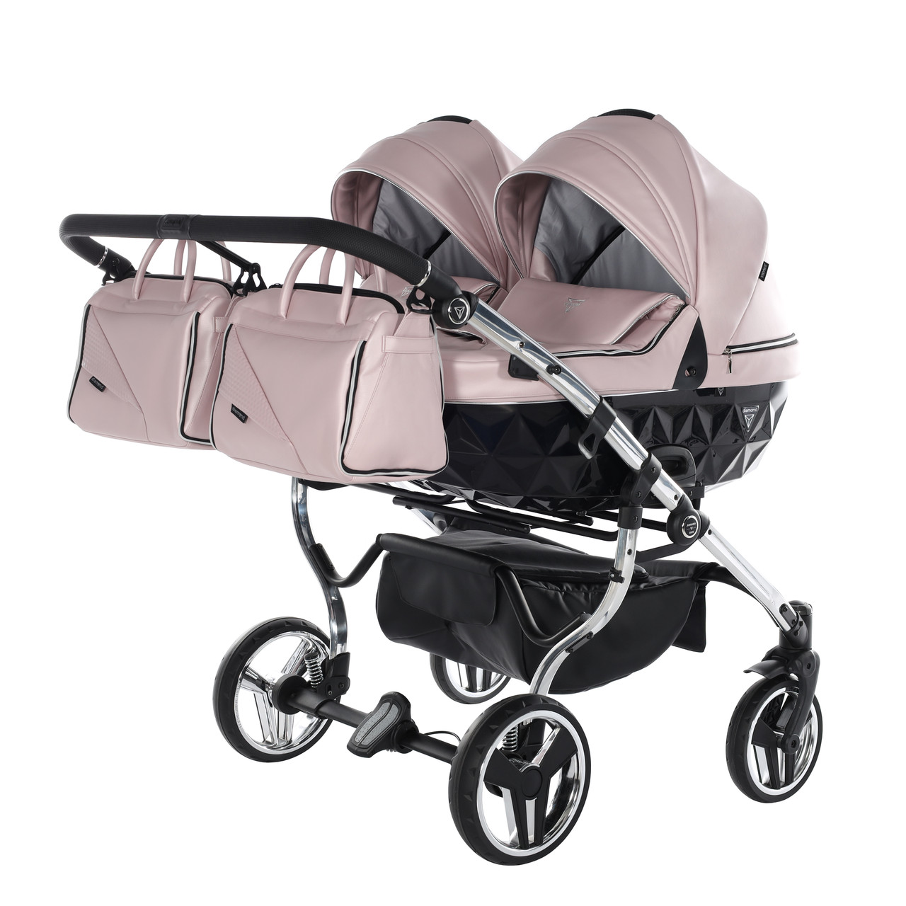 Junama Fluo Line Duo 06 Pink Silver Коляска для двойняшек 2in1