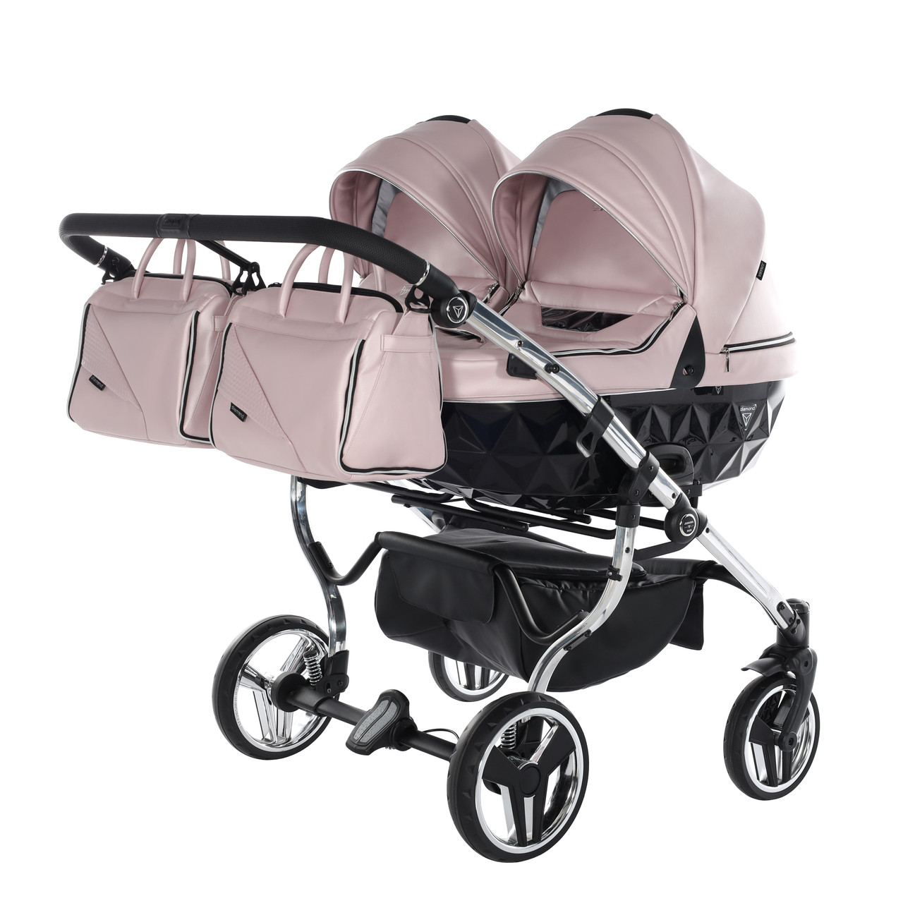 Junama Fluo Line Duo 06 Pink Silver Коляска для двойняшек 2in1